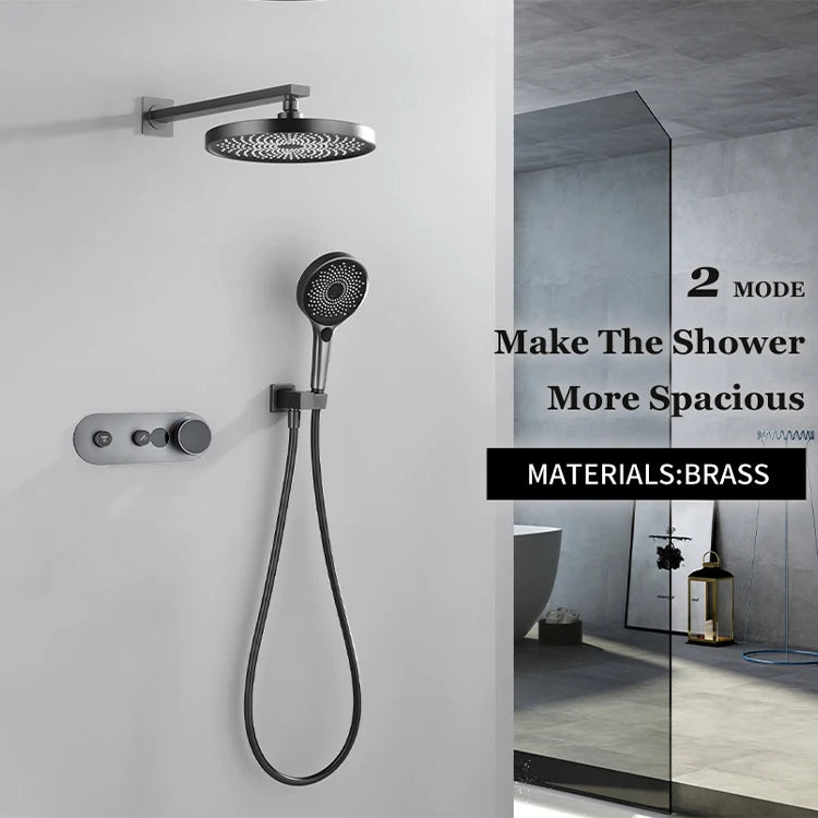 高諾現代玫瑰金智能數位隱藏式圓形冷熱水淋浴套裝系統