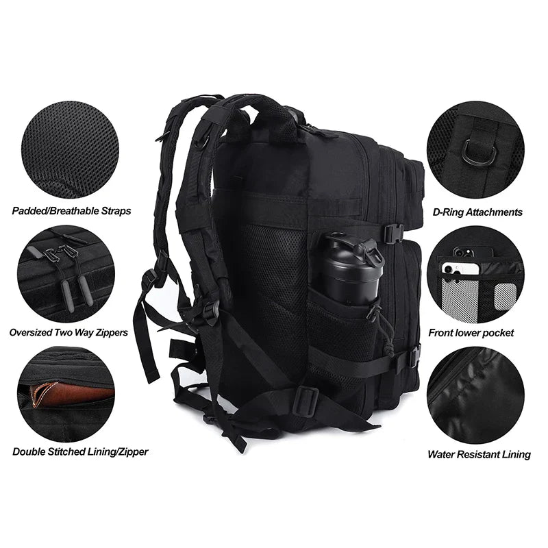 45L Tactical Backpack with Built-In Cooler Black-4