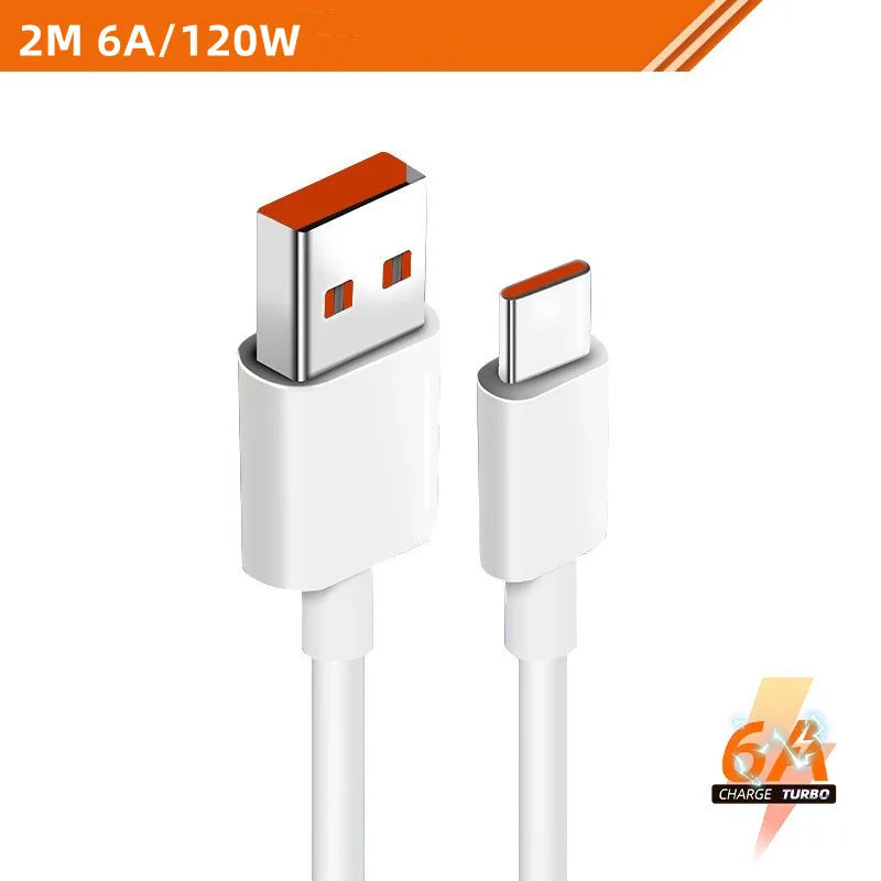 Xiaomi 6A 120W USB C-type ultra fast charging cable Xiaomi Mi 13 12 Pro Realme POCO 12 Turbo fast charging data cable
