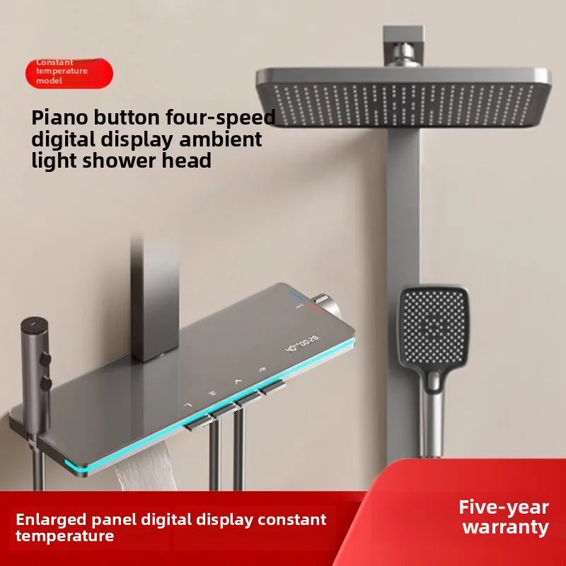 帶恆溫功能的超強數字顯示浴缸加熱器淋浴噴頭套裝，頂部噴淋式，完整浴室龍頭組合