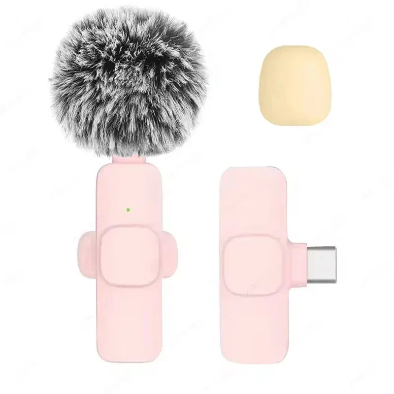 Wireless Lavalier Mic Audio Video Recording Mini Replaceable Windproof Fleece Microphone for vlog YouTube Shooting Microphone
