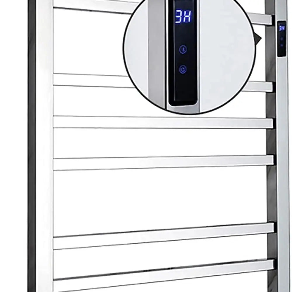 Electric Towel Warmer,with Timer Wall Mounted 10 Bars Smart Electric Towel Rack Stainless Steel Heated Towel Rails 88W Low Power