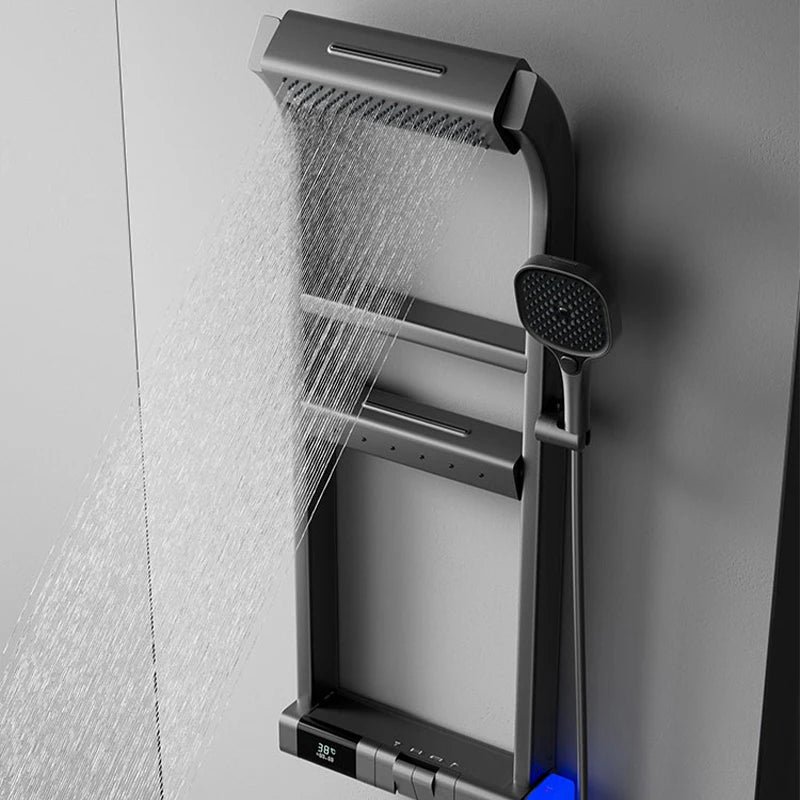 全新豪華現代單把手淋浴系統，拋光鍍鉻恆溫水龍頭，雨淋柔水單桿陶瓷