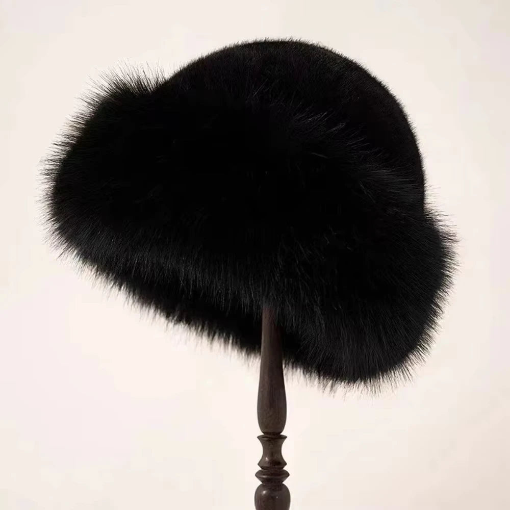 Women Winter Fur Hat Cold-Proof Outdoor Thicken Warm Soft Hat for Casual Trips Sports Skiing
