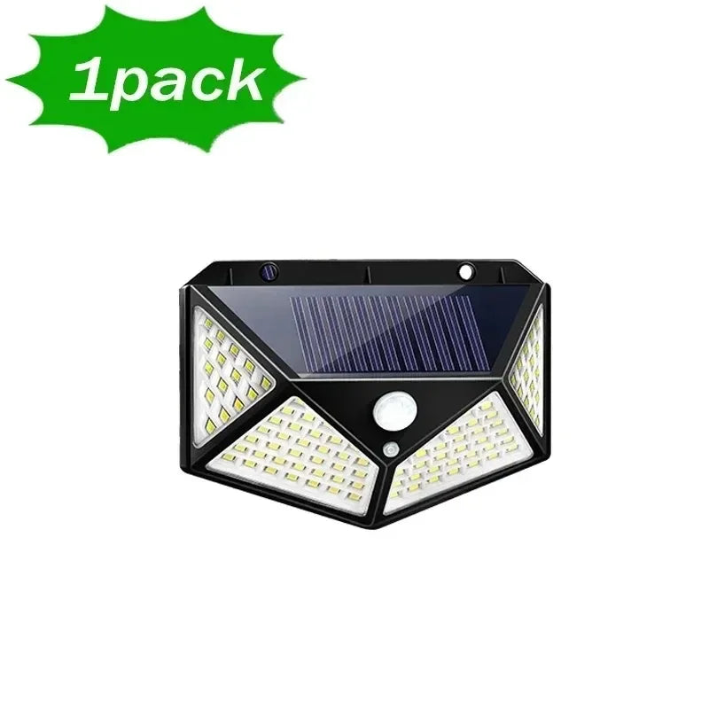 100 LED Outdoor Solar Wall Lamp Waterproof PIR Motion Sensor Solar Powered Sunlight Street Light for Garden Decoration
