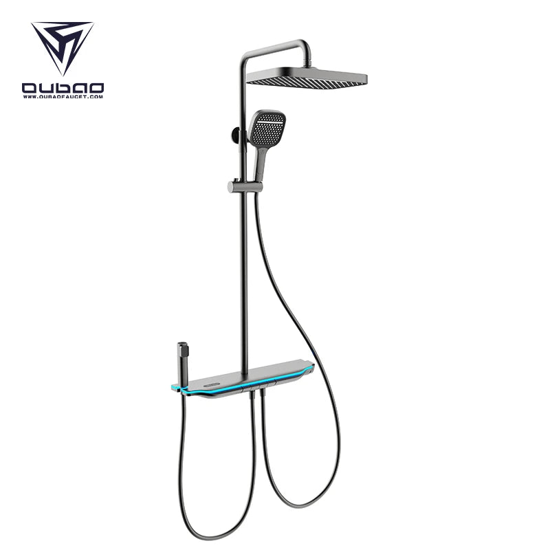 恆溫控制鋼琴淋浴系統智慧數位壁掛式淋浴噴頭浴室淋浴套裝