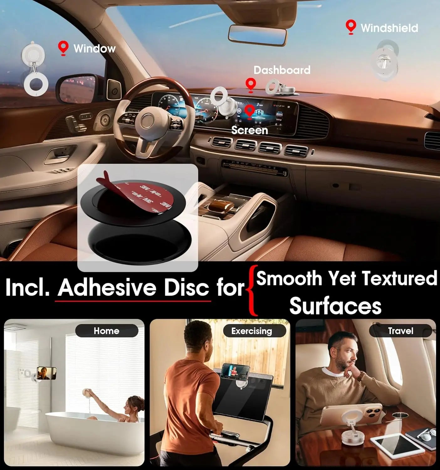 360° Rotating Vacuum Magnetic Car Phone Holder  New Model Dashboard Glass Mount Multi-Scenario Automotive Navigation Stand