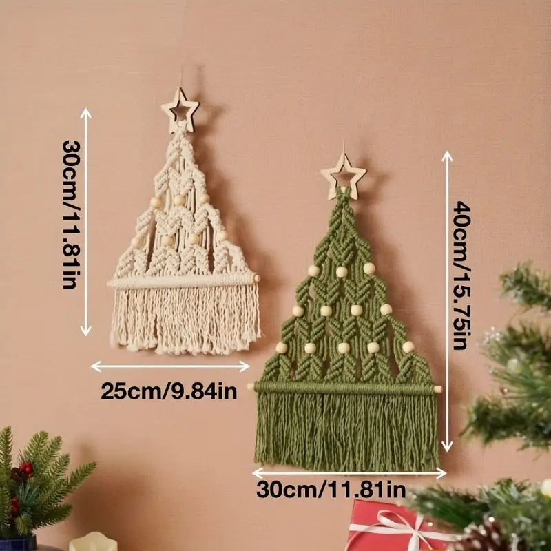 Twinkling Tidings: Pair of Woven Christmas Trees-1