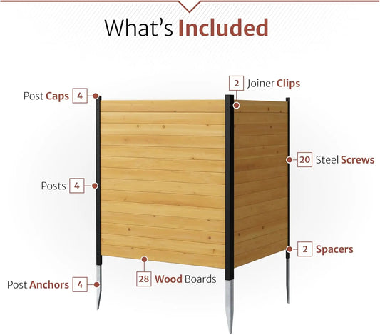雪松木隱私屏風 42x38 吋 免挖戶外圍欄，適用於空調機組和泳池設備