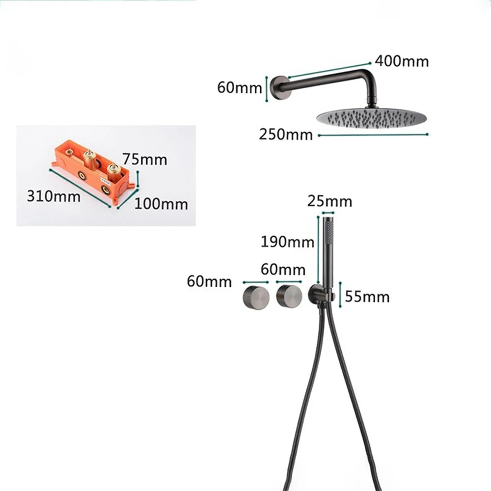 High-quality 10-year Warranty Bathroom Mixer Concealed Rain Shower System Set Solid Copper Bathtub Rain Shower Faucet for Hotel
