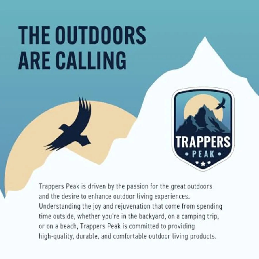 Trapper's Peak 三件式折疊戶外露臺家具套裝，包括露臺椅和桌子，藍色