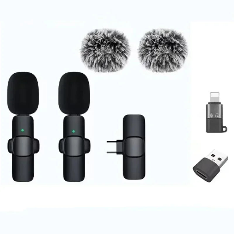 Wireless Lavalier Mic Audio Video Recording Mini Replaceable Windproof Fleece Microphone for vlog YouTube Shooting Microphone