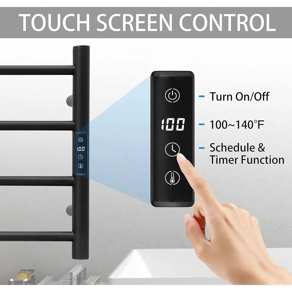 KEG 智慧 WiFi 壁掛式毛巾加熱器，內建定時器和溫度調節控制，4 格不銹鋼電加熱器