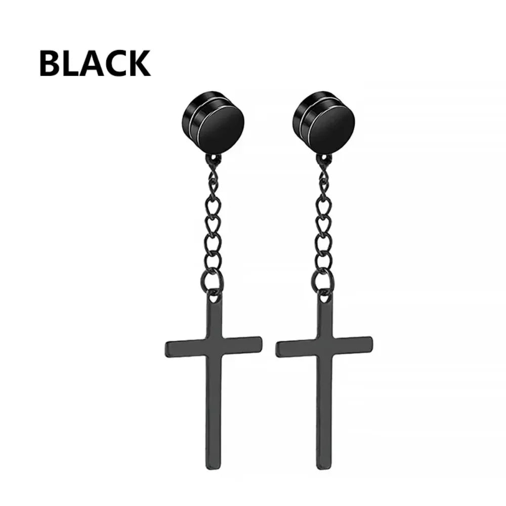1 Pairs Crystal Strong Magnetic Ear Stud Clip Earrings for Men Women Punk Round Zircon Magnet Earrings Non Piercing Jewelry