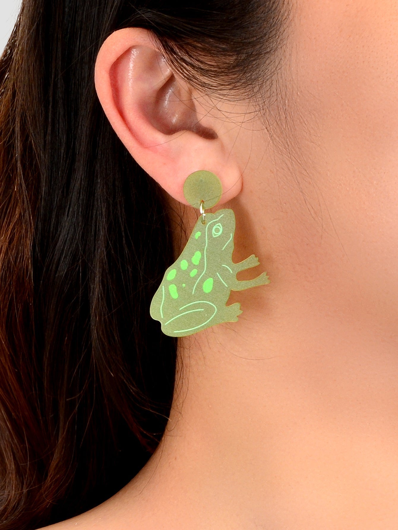 Y2k Style Green Acrylic Cute Frog Dangle Earrings Girls Personality Accessories