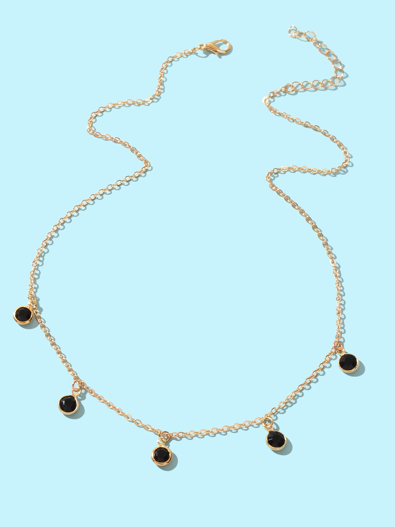 時尚派對配件金鍊黑色串珠吊墜鎖骨項鍊