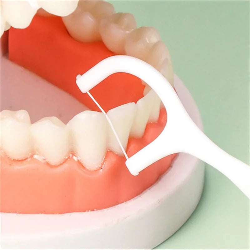 1/2/5/10盒裝便攜式一次性牙線塑膠牙籤高張力牙線棒牙線盒口腔護理
