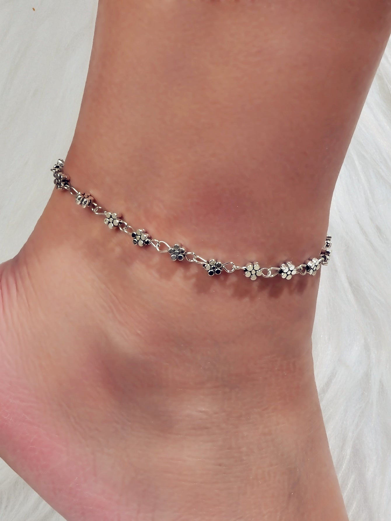 Feelontop Flower Infinity Endless Heart Charm Anklet Tribal Ethnic Foot Jewelry