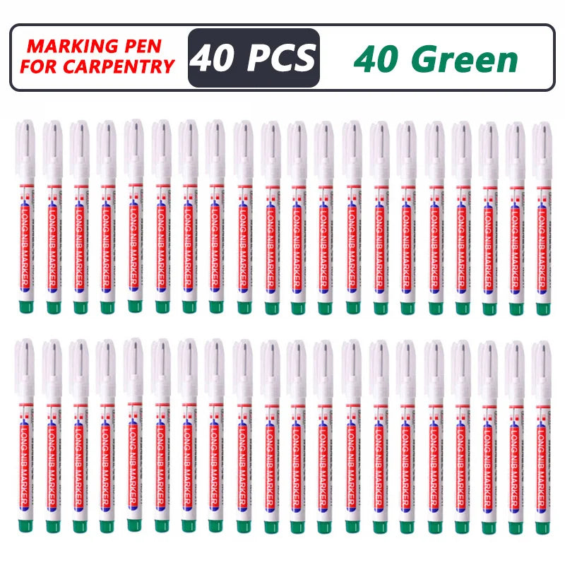 1-40PCS 20mm Deep Hole Long Nib Head Markers For Metal Perforating Pen Waterproof Bathroom Woodworking Decoration Multi-Purpose