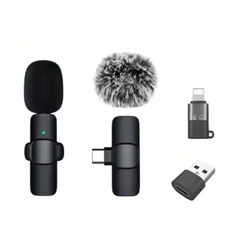 Wireless Lavalier Mic Audio Video Recording Mini Replaceable Windproof Fleece Microphone for vlog YouTube Shooting Microphone