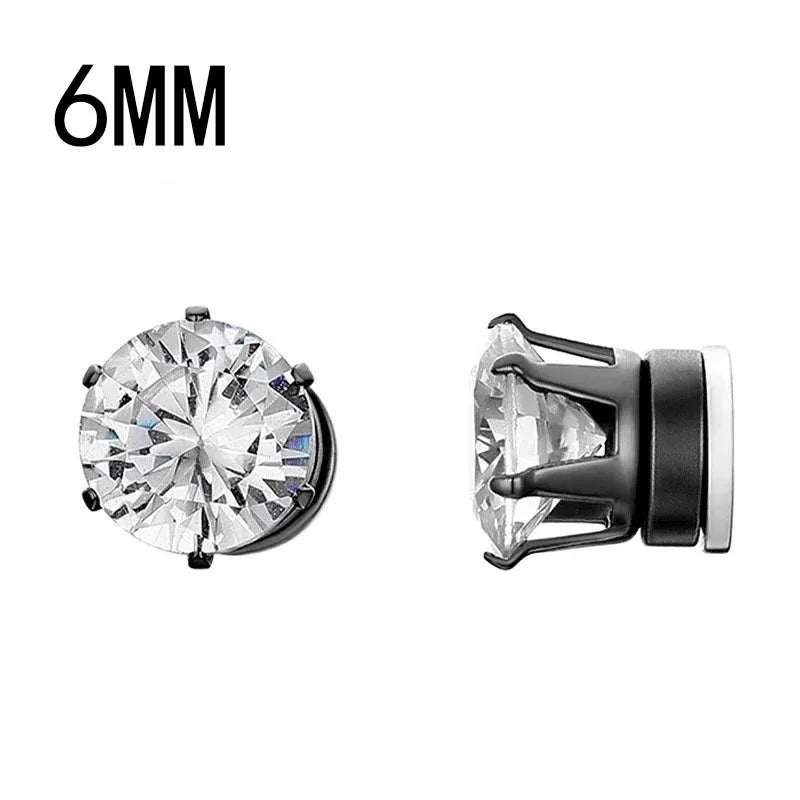 1 Pairs Crystal Strong Magnetic Ear Stud Clip Earrings for Men Women Punk Round Zircon Magnet Earrings Non Piercing Jewelry