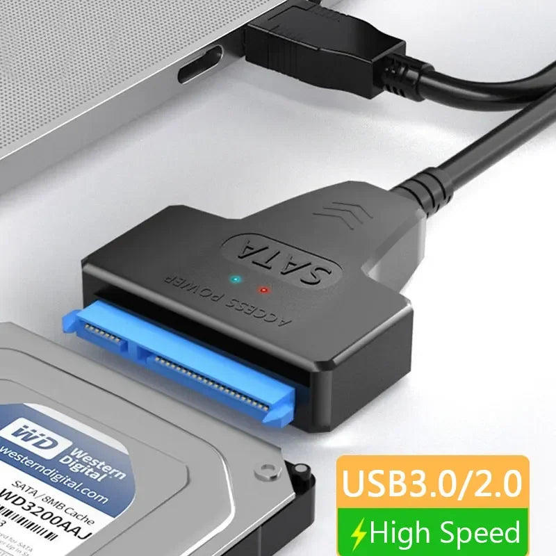 SATA 轉 USB 3.0/2.0 線，最高傳輸速度可達 6Gbps，適用於 2.5 吋外接硬碟/固態硬碟，SATA 3 22 針轉接器，USB 3.0 轉 SATA III 線
