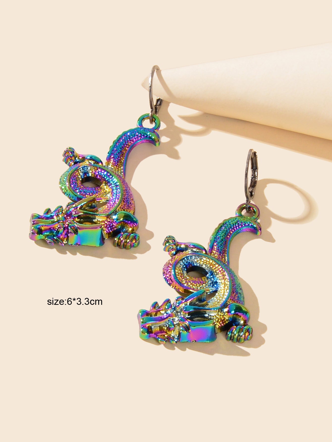 Personality Designer Jewelry Statement Punk Goth Colourful Dragon Hoop Earrings