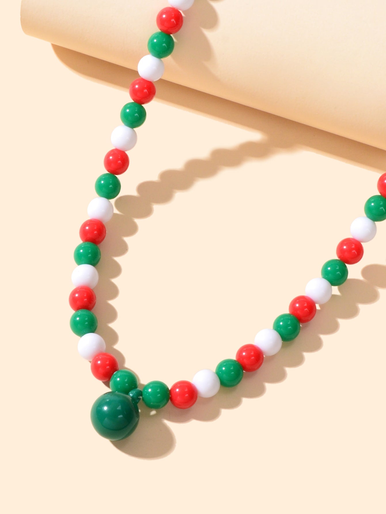 Xmas Series White Green Red Beads String Necklace Chic Festival Gift Jewellery