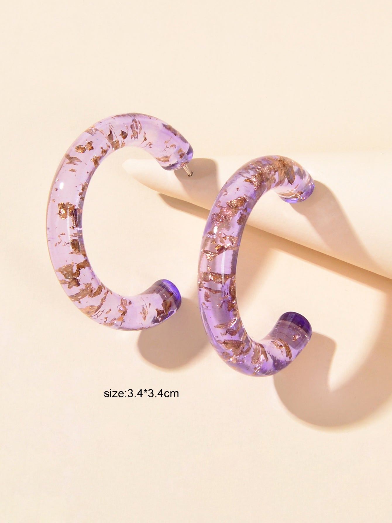 Trendy Purple Acrylic Resin Hoop C Shape Huggie Earrings Women Party Decoration