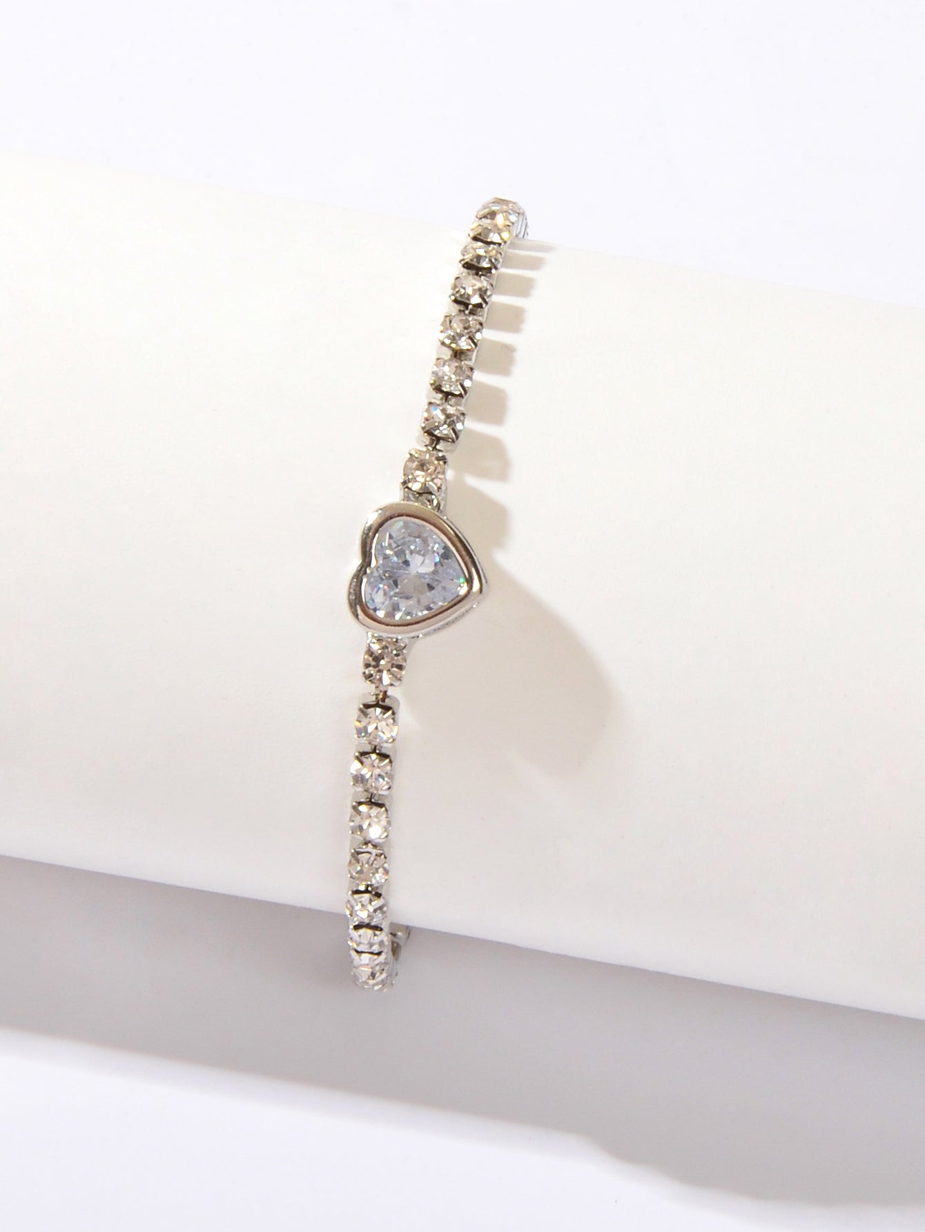 Anniversary Jewellery Shining Luxury Rhinestone Heart Adjustable Tennis Bracelet