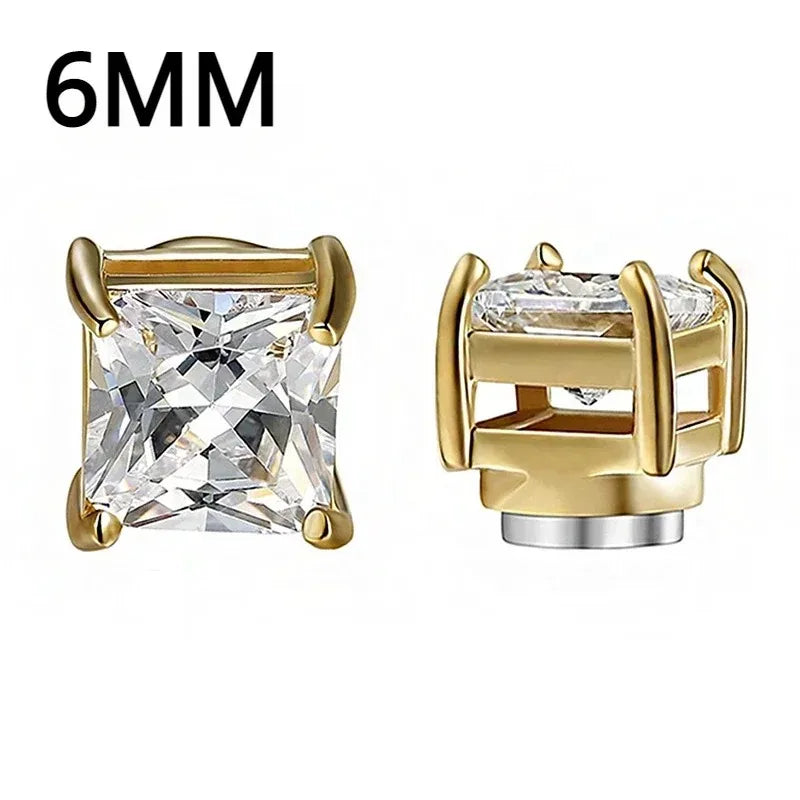 1 Pairs Crystal Strong Magnetic Ear Stud Clip Earrings for Men Women Punk Round Zircon Magnet Earrings Non Piercing Jewelry