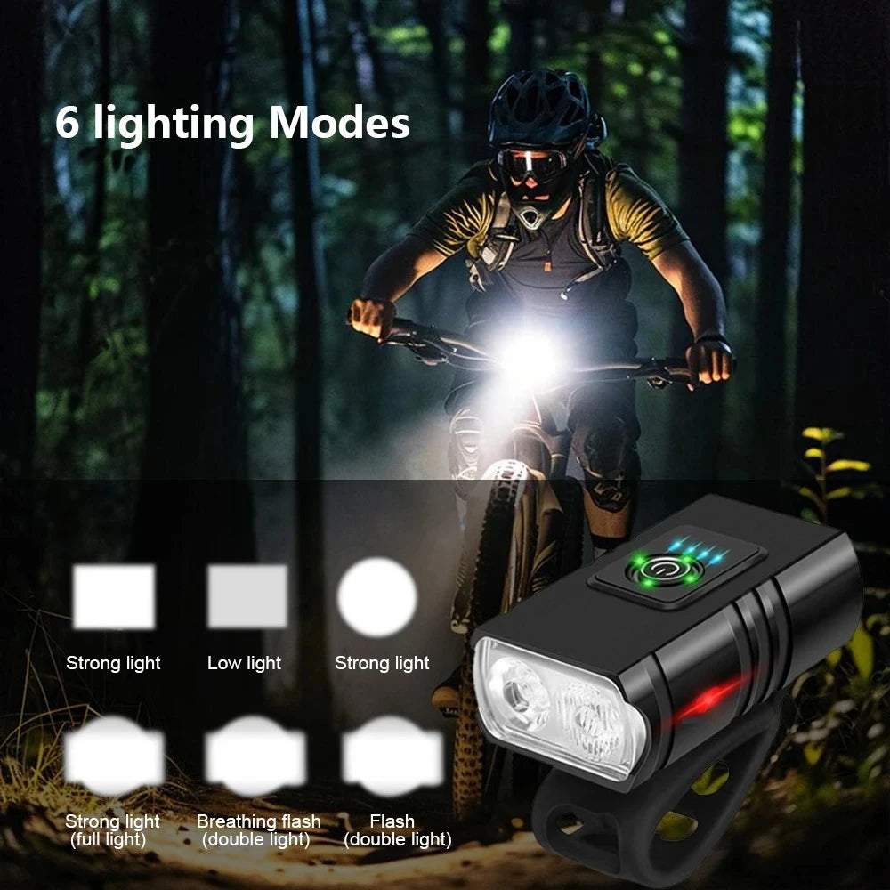 LED Bicycle Front Light Type-C Rechargeable Bicycle Headlight MTB Road Bike Headlamp Easy to Install Cycling Accessories