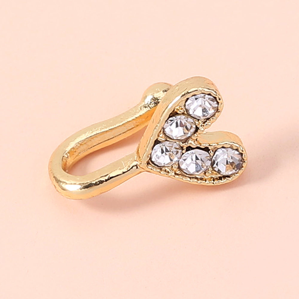 Gold rhinestone nose ring, mini crown rhinestone nose ring, piercing crown nose clip
