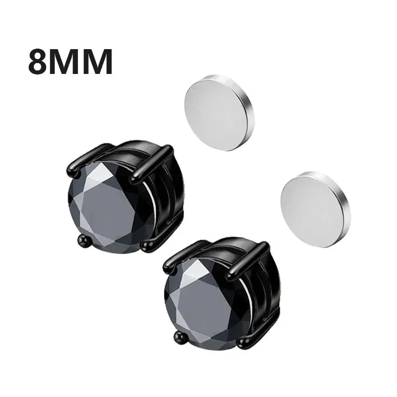1 Pairs Crystal Strong Magnetic Ear Stud Clip Earrings for Men Women Punk Round Zircon Magnet Earrings Non Piercing Jewelry