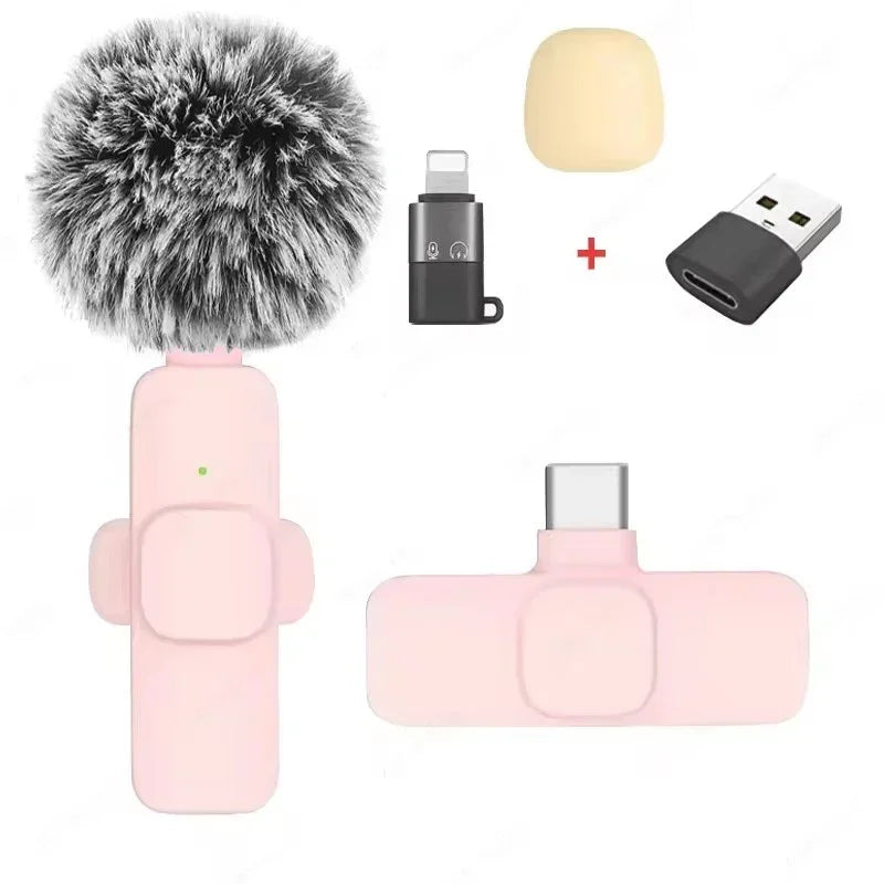 Wireless Lavalier Mic Audio Video Recording Mini Replaceable Windproof Fleece Microphone for vlog YouTube Shooting Microphone