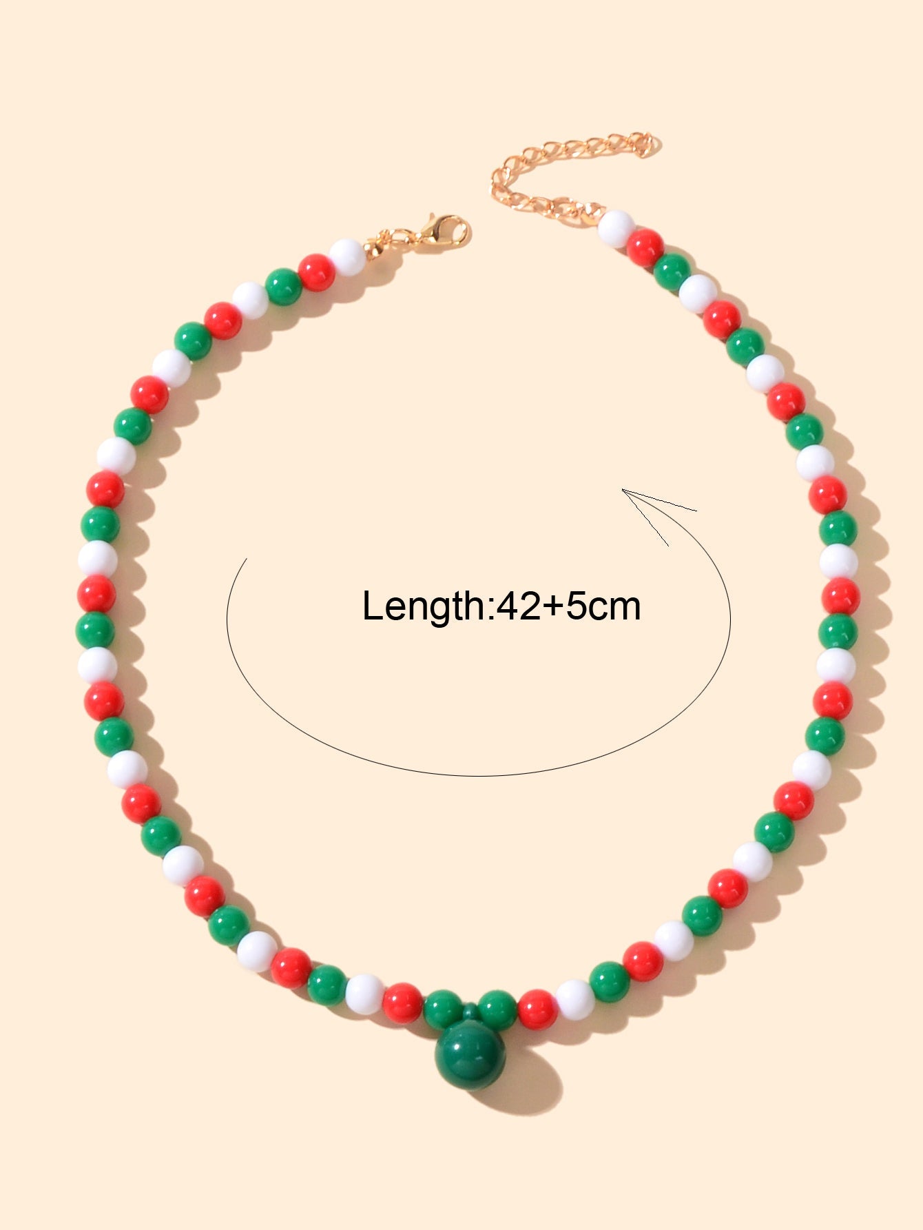 Xmas Series White Green Red Beads String Necklace Chic Festival Gift Jewellery