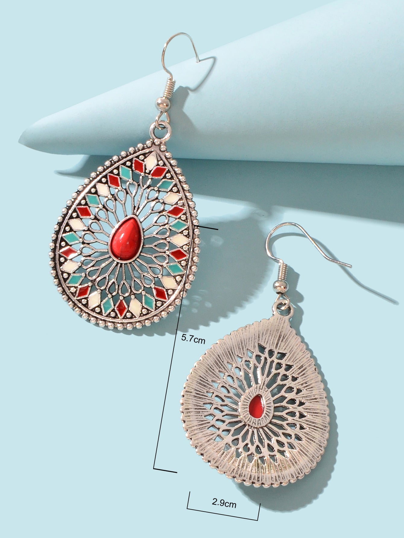 National Style Water Drop Bohemian Vintage Geometric Hollow out Dangle Earrings