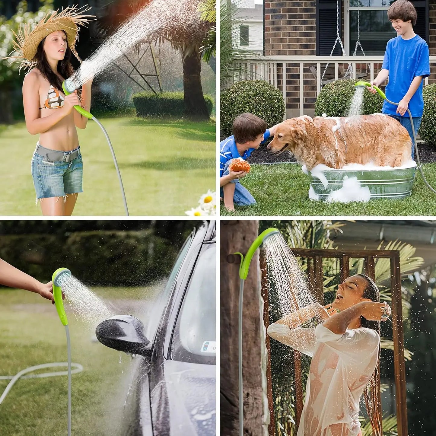 便攜式可充電露營淋浴泵，配備 USB 電池，是戶外旅行和遠足的理想之選。