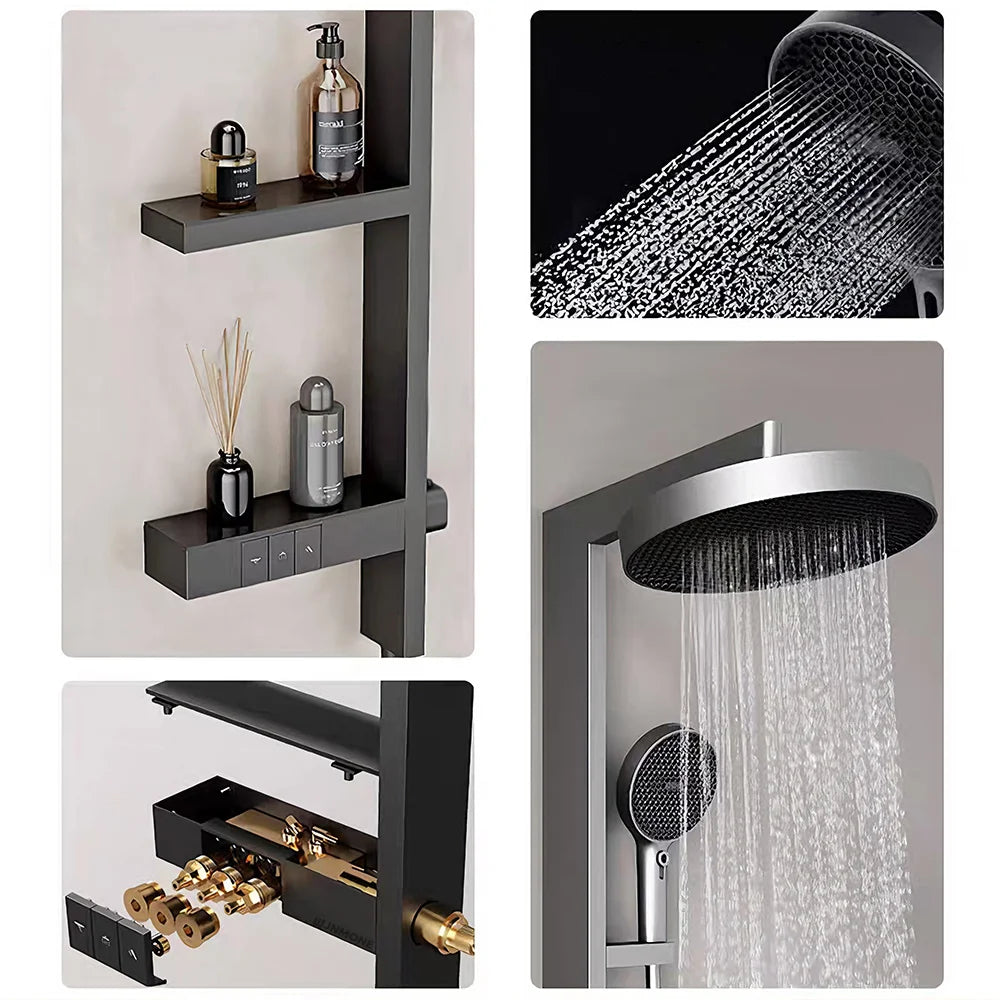 Top 1 High End Wall Mounted Thermostatic Mixer Set Niche Bathroom Faucets Ceramic Valve Shower System Bathtub Shower Faucet Set