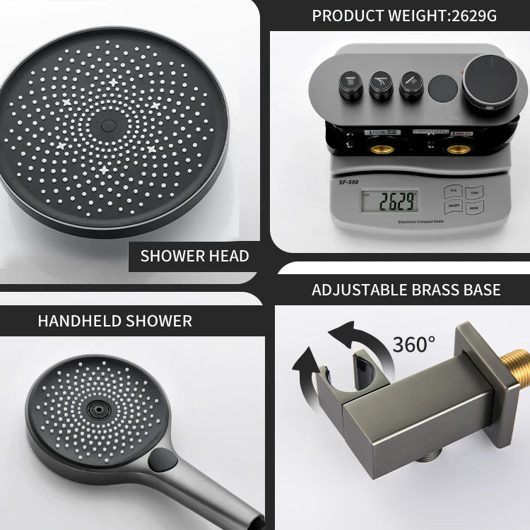 高諾現代玫瑰金智能數位隱藏式圓形冷熱水淋浴套裝系統