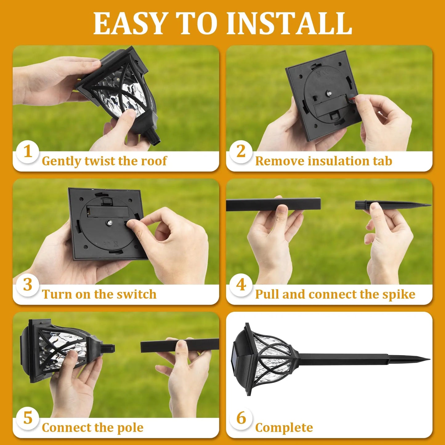 2個LED太陽能草坪燈戶外燈防水暖光花園庭院走道小路別墅景觀燈