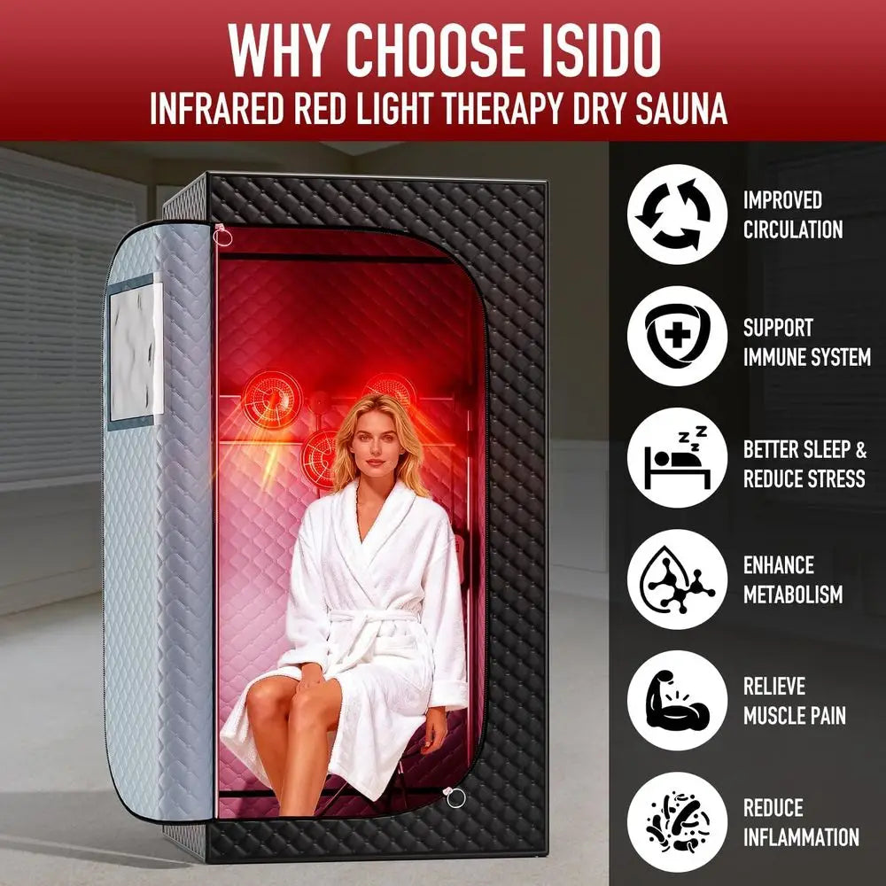 Portable Home Infrared Sauna Tent with 660nm & 850nm Red Light Therapy Bulbs for Personal Indoor Use