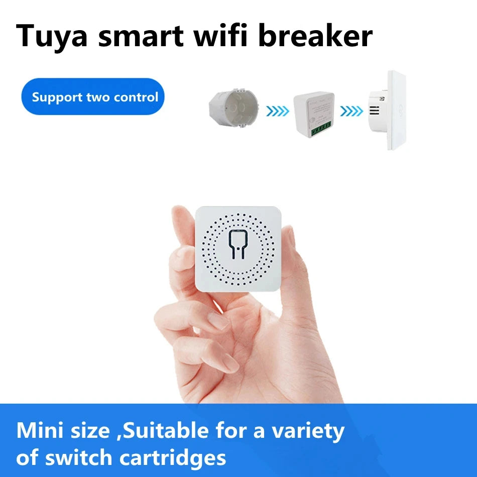 16A Mini Wifi Switch DIY Smart Home 2-way Control Relay Smart LIfe APP Control Remotely Timer Works With Alexa Google Home