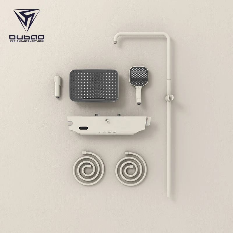 恆溫控制鋼琴淋浴系統智慧數位壁掛式淋浴噴頭浴室淋浴套裝