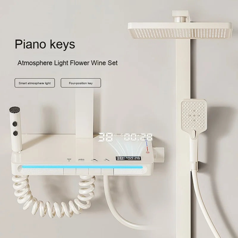 帶恆溫功能的超強數字顯示浴缸加熱器淋浴噴頭套裝，頂部噴淋式，完整浴室龍頭組合