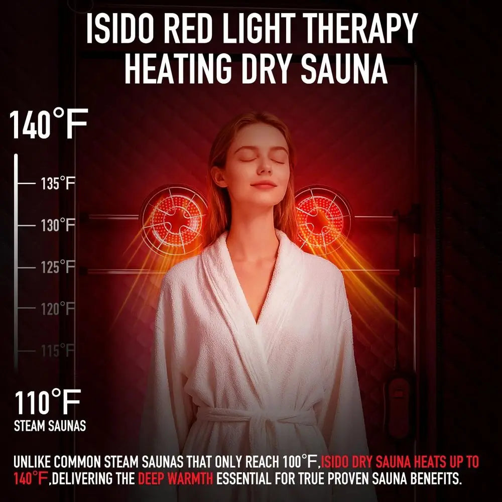 Portable Home Infrared Sauna Tent with 660nm & 850nm Red Light Therapy Bulbs for Personal Indoor Use