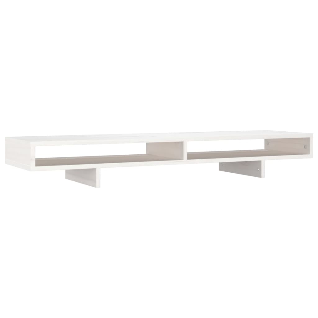 NNEVL Monitor Stand White 100x27x14 cm Solid Wood Pine