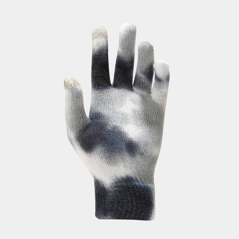 Tie-dye Knitted Hat Gloves Scarf Set Ladies