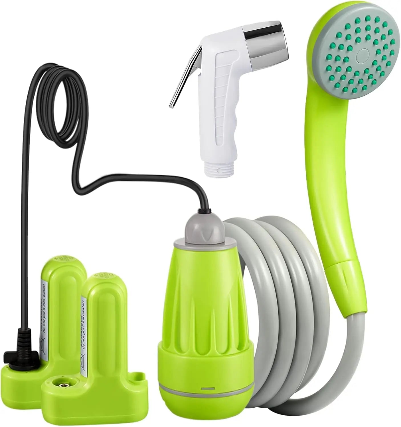 便攜式可充電露營淋浴泵，配備 USB 電池，是戶外旅行和遠足的理想之選。