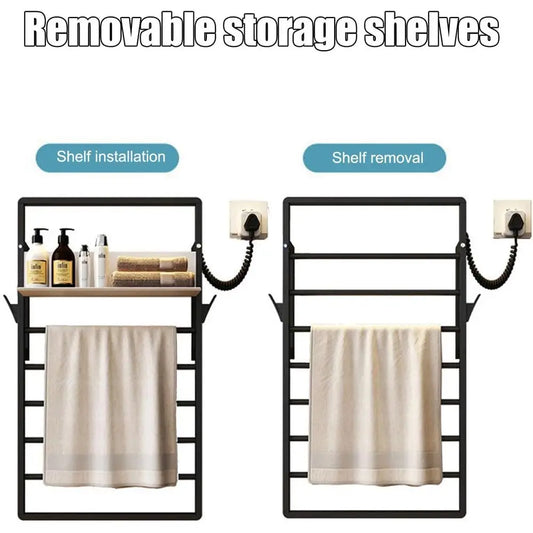 電熱毛巾架，壁掛式浴室熱毛巾架，附置物架，附計時器和Sma 